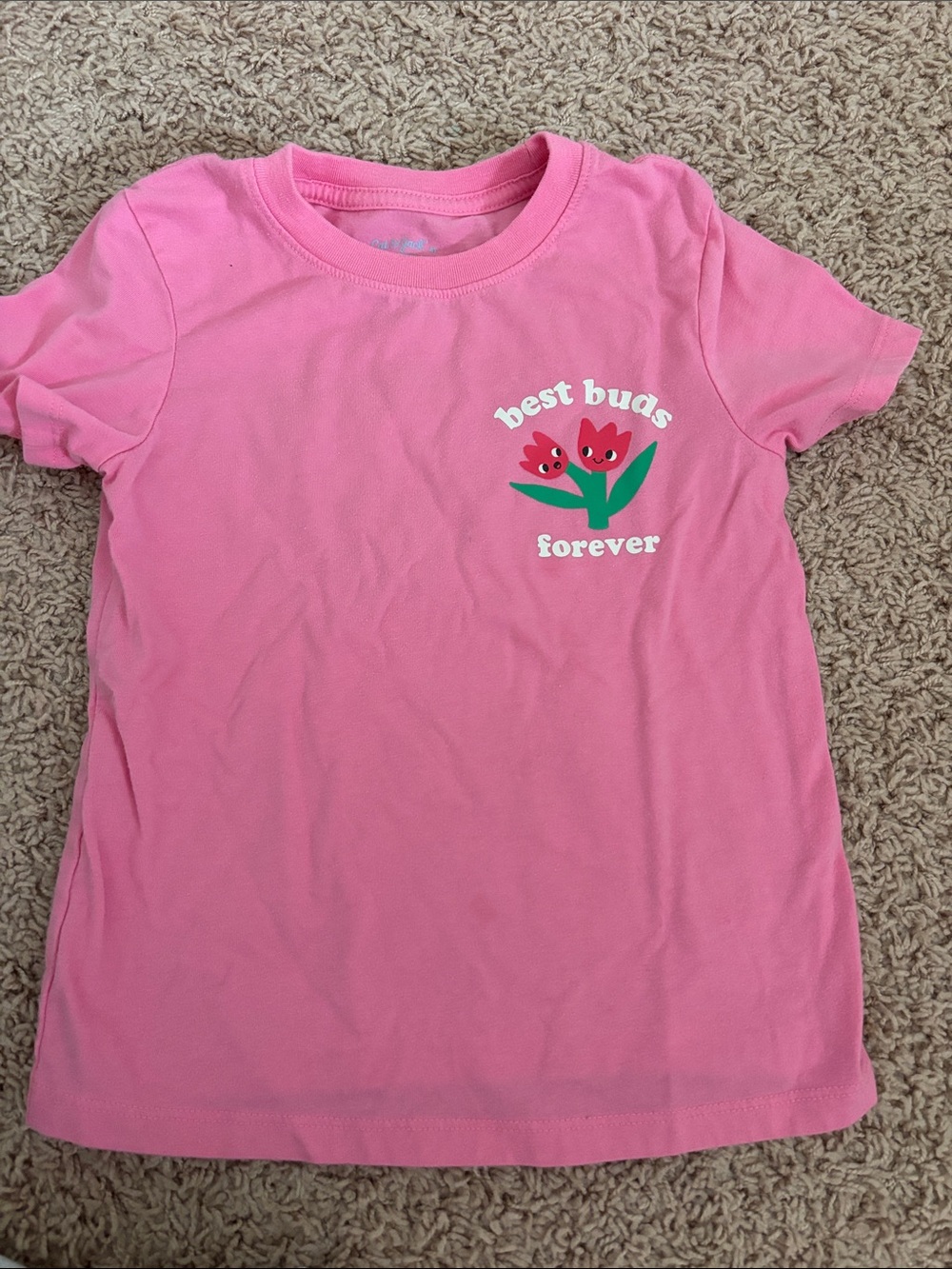 Cat & Jack Pink "Best Buds Forever" Floral Graphic Tee